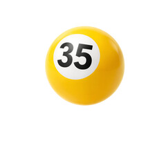 Bright Yellow Bingo Ball with Number 35
