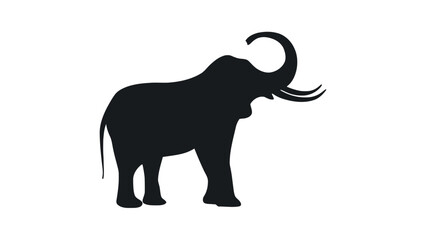 Obraz premium Black silhouette of a mammoth with tusks on a white background, animal icon