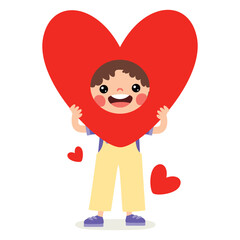Cartoon Kid Wearing Heart Costume