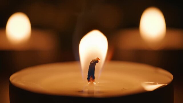 Closeup of a burning candle flame