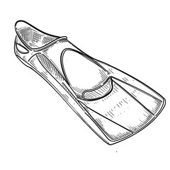 Swimming fin vector line art hand drawn illustration © FazaelSky.id