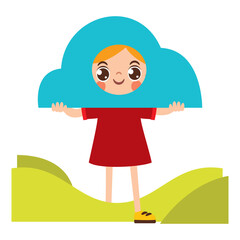 Cartoon Kid Wearing Cloud Costume