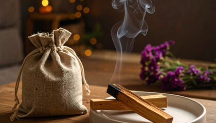 Natural Palo Santo Incense Smoke for Mindfulness and Wellness