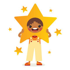 Cartoon Kid Wearing Star Costume