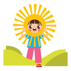Cartoon Kid Wearing Sun Costume