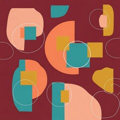 Geometric shapes in warm color palette minimalist background for design