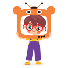 Cartoon Kid Wearing Tv Costume