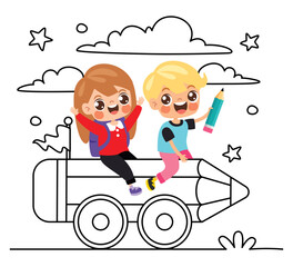 Doodle Drawing With Cartoon Kid