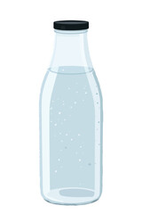 Sparkling water glass bottle filled with liquid