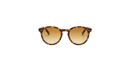 Fashion sunglasses with a tortoiseshell frame and gradient lenses placed on a flat surface indoors