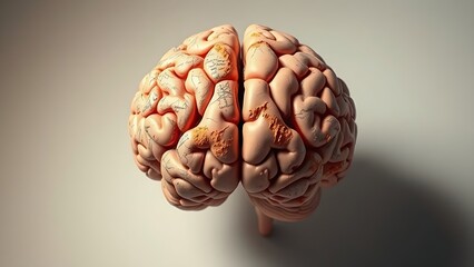 Obraz premium hemispheres. Conceptual illustration of human brain divided into hemispheres with abstract textures on neutral background. wellbeing guides.