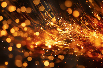 Vibrant sparks flying through dark space isolated on transparent background