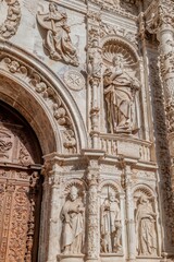 Obraz premium Alabaster Sculptures and Ornate Carvings on the Plateresque Portal, Santa Maria la Mayor Collegiate Church, Calatayud, Spain