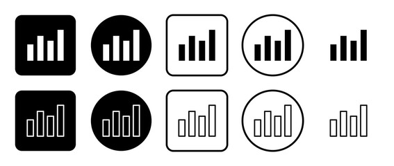 Icon set of chart line symbol. Filled, outline, black and white icons set, flat style.  Illustration on transparent background
