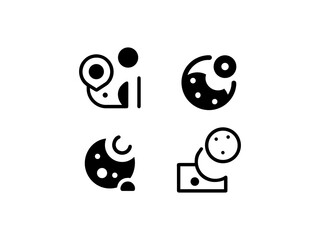 moon and maps set vector, vector and illustration,