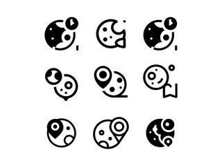 moon and maps set vector, vector and illustration,