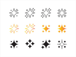 Fototapeta premium Vector star and geometric shape icons set. Black sparkles silhouette vector illustration outline design