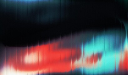Abstract background of red blue waves in the dark sparkling with stripes effect. Refraction of wavy striped glass.