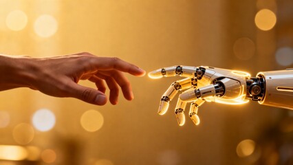 Human hand and robotic hand reaching