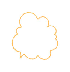 Hand drawn chalk speech bubble icon in organic round blob shape with soft contour. Cloud message for chat and talk, orange outline on white, perfect for modern text, rectangle mockup or creative