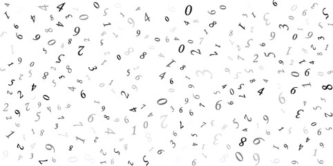 falling colorful messy numbers. math study concept with flying digits. posh back to school mathematics banner on white background. falling numbers vector illustrationeps.10..