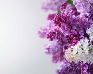 Lilac Flowers on White Background