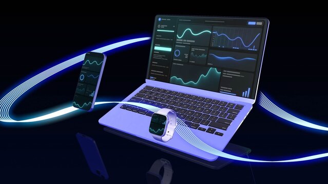 3D Connected Device Analytics Dashboard Mockup