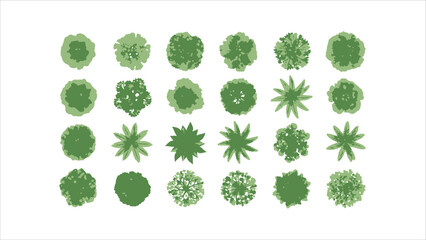 Minimal top-down tree vectors for landscape and architectural plans. © Utpol