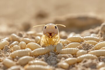 Termite larva and worker insect close up