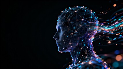 Humanoid figure with glowing network connections