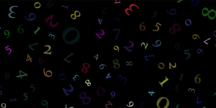 falling colorful messy numbers. math study concept with flying digits. posh back to school mathematics banner on white background. falling numbers vector illustrationeps.10..