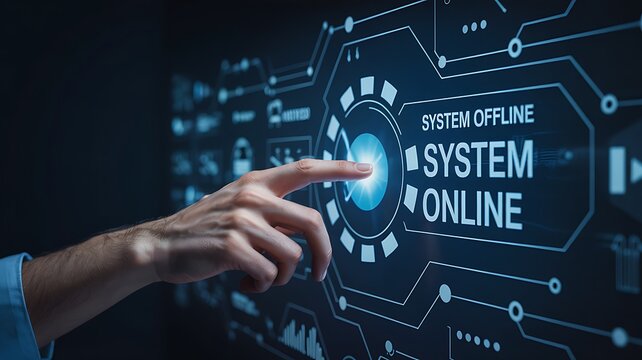 Finger activating system online on a digital interface with circuit board graphics - Powered by Adobe
