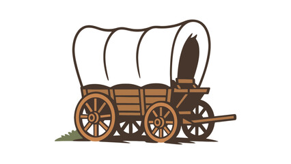 Vintage covered wagon on a grassy hill, evoking a sense of historical travel and exploration