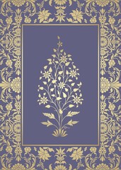 wedding card design, paisley floral pattern , India	