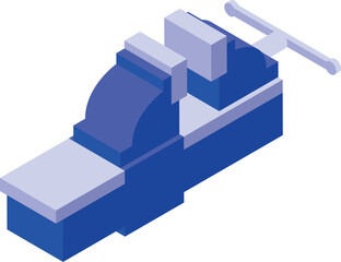 Bench vise isometric projection icon, clamping tool fixing object