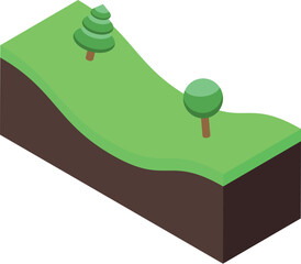 Isometric ground cross section displays soil layers and trees, ideal for educational resources, geological studies, and environmental projects