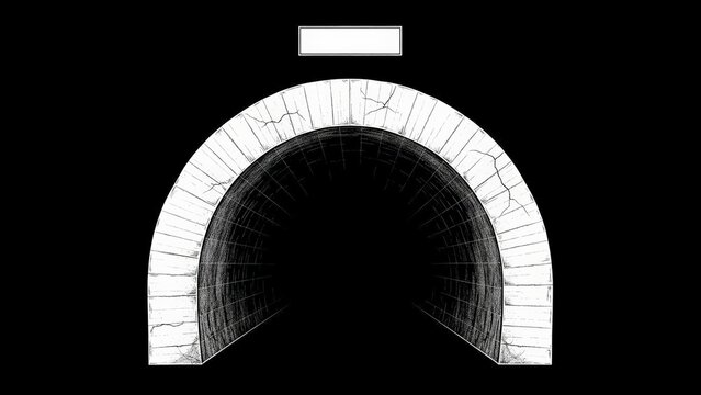 Abstract Archway Tunnel Entrance with Geometric Patterns and Light. - Powered by Adobe
