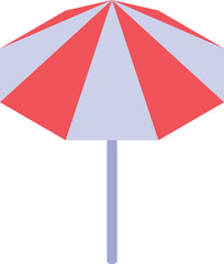 Striped beach umbrella offering protection from the sun, creating a relaxing atmosphere for vacationers