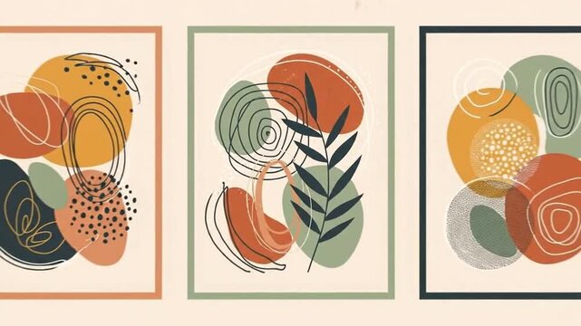 Abstract Art Prints Set of Three Wall Decor Aesthetic.