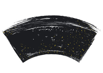 金箔と手書き筆タッチの扇形フレーム/黒