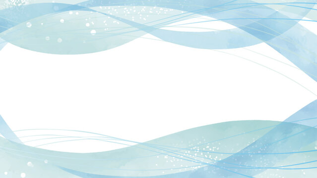 水彩風 冬色流れる曲線(16:9)Winter Series:Watercolor style winter color flowing curves