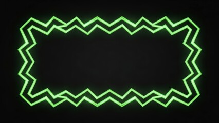 Neon Green Zigzag Frame on Dark Background.