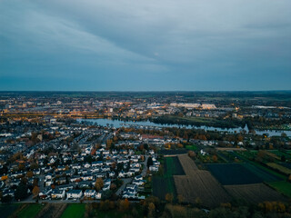 aerial view of Maastricht by night, Netherlands