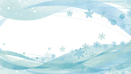水彩風 冬と雪の流れるイメージ2(16:9)Winter Series:Watercolor style image of winter and snow flowing