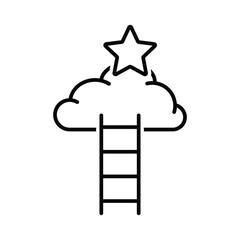 Ladder to success star icon outline vector. Business route to win. Hard road