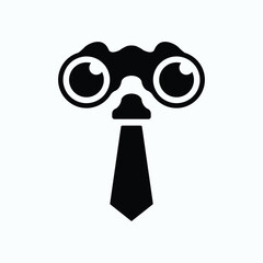 Binoculars and tie icon with business forecasting concept shape.