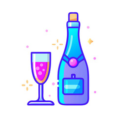 Neon Line Champagne Celebration Icon