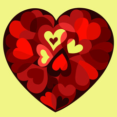Red valentine s day background with heart vector illustration.