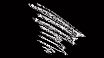 White Chalk Brush Strokes on Black Background &ndash; Abstract Hand-Drawn Paint Lines and Grunge Texture for Creative Design