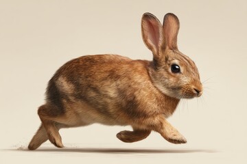 Obraz premium Bunny leaping softly, bunny illustration, energetic gentle motion